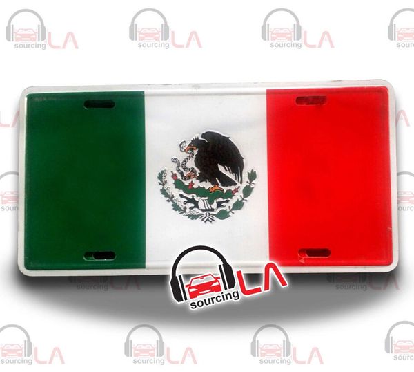 MEXICO MEXICAN COUNTRY FLAG EMBOSSED METAL LICENSE PLATE AUTO
