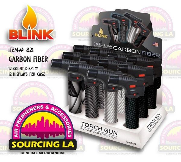 5" Blink Carbon 821 Torch- Windproof Adjustable Jet Flame - 12 Count Box