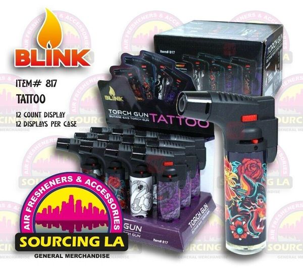 5" Blink Tatoo Torch- Windproof Adjustable Jet Flame - 12 Count Box