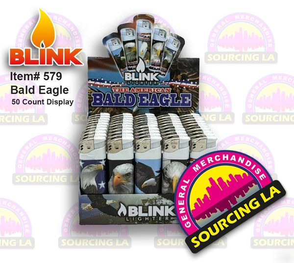 Bald Eagle Blink Lighters Assorted Designs - 50 Ct Box