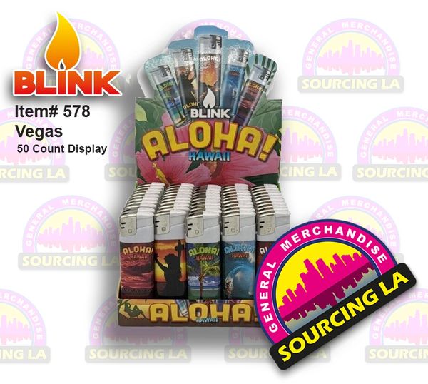 Aloha Blink Lighters Assorted Designs - 50 Ct Box