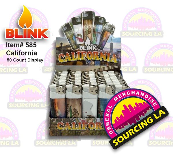 California Blink Lighters Assorted Designs - 50 Ct Box