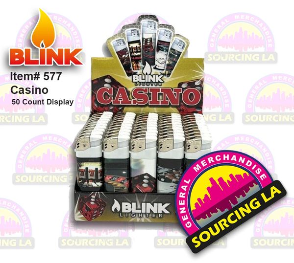 Casino Blink Lighters Assorted Designs - 50 Ct Box