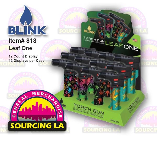 5" Blink Leaf 1 Torch- Windproof Adjustable Jet Flame - 12 Count Box