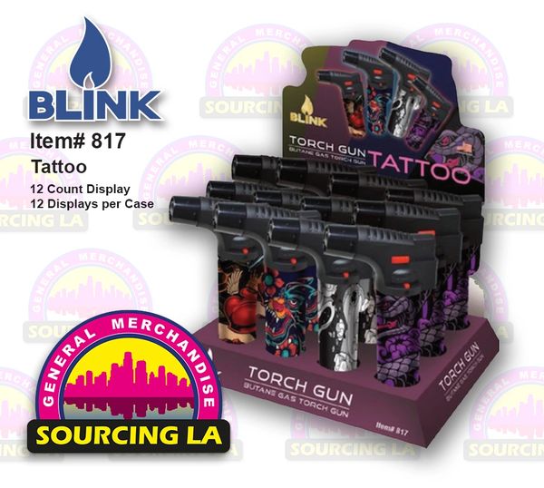 5" Blink Tatoo Torch- Windproof Adjustable Jet Flame - 12 Count Box