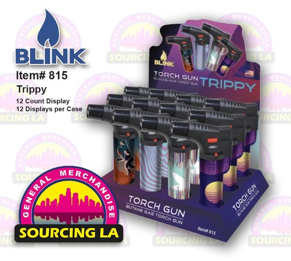 5" Blink Trippy Torch- Windproof Adjustable Jet Flame - 12 Count Box
