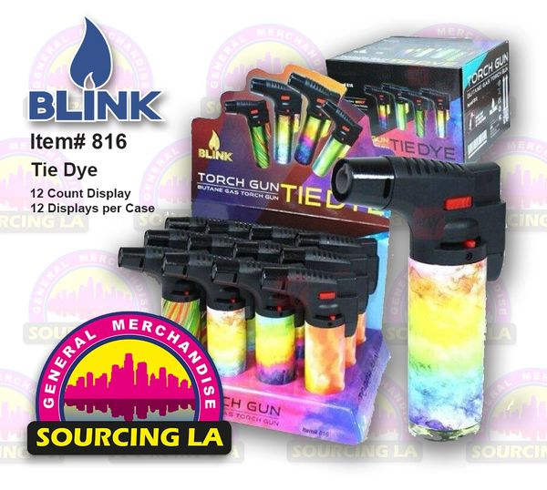 5" Blink Tie Dye Torch- Windproof Adjustable Jet Flame - 12 Count Box