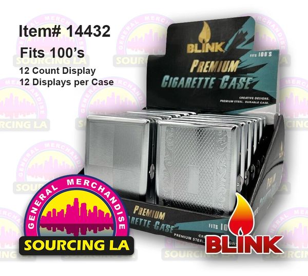 Blink Premium Cigarette Case 100's Premium Steel Case 12 Count (Silver)