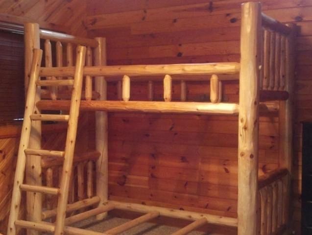 Cedar Log Bunk Bed Bedroom Rustic Furniture Twin Over Twin Full Double Queen With Ladder Built In