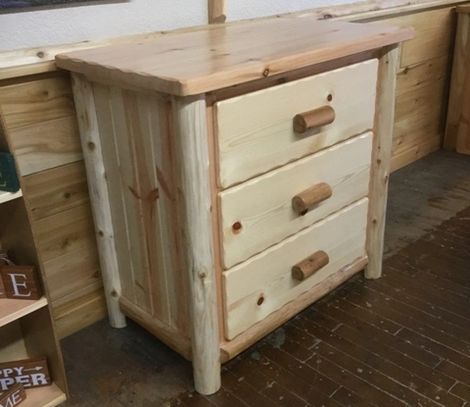 Log Cedar Dresser Chest of Drawers 3 Three Bedroom Rustic Furniture