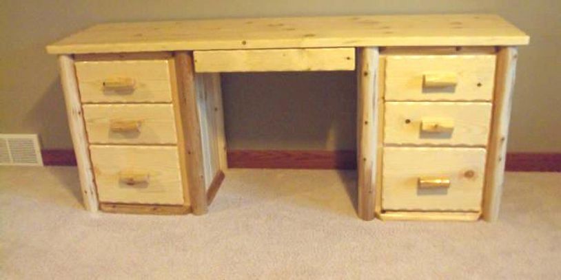 Log Cedar Office Desk Drawers Rustic Furniture