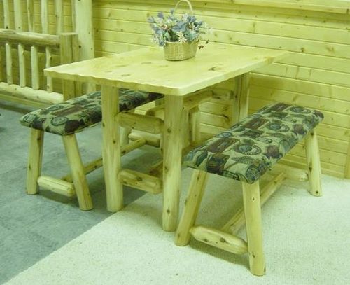 Log Cedar Dinette Table Small 4' Four 4 Foot Kitchen Dining Room Rustic Furniture