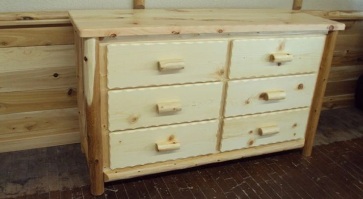 Log Cedar Dresser Chest of Drawers 6 Six Bedroom Rustic Furniture