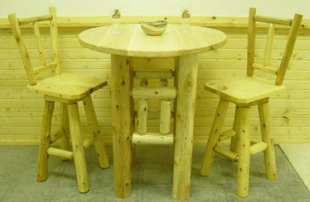 Log Cedar Bar Pub Table Rustic Furniture