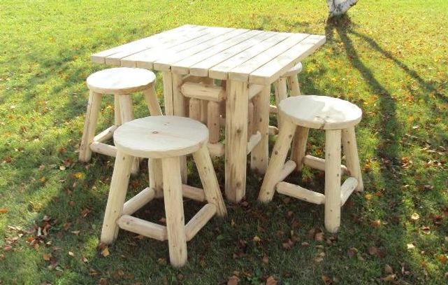Log Cedar Dining Table Outdoor Rustic Furniture