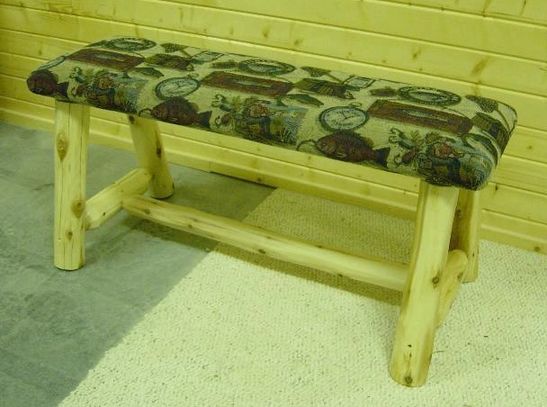 Log Cedar Bench Upholstered Kitchen Dining Room Rustic Furniture