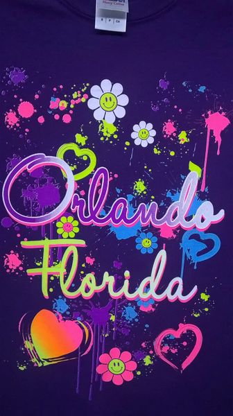 Adult Neon Happy Orlando Florida T-Shirts
