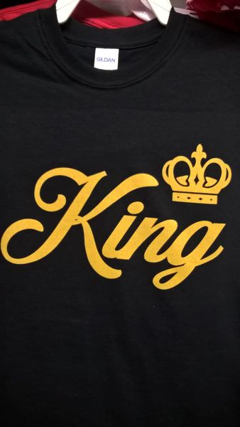 red shirt with gold letters