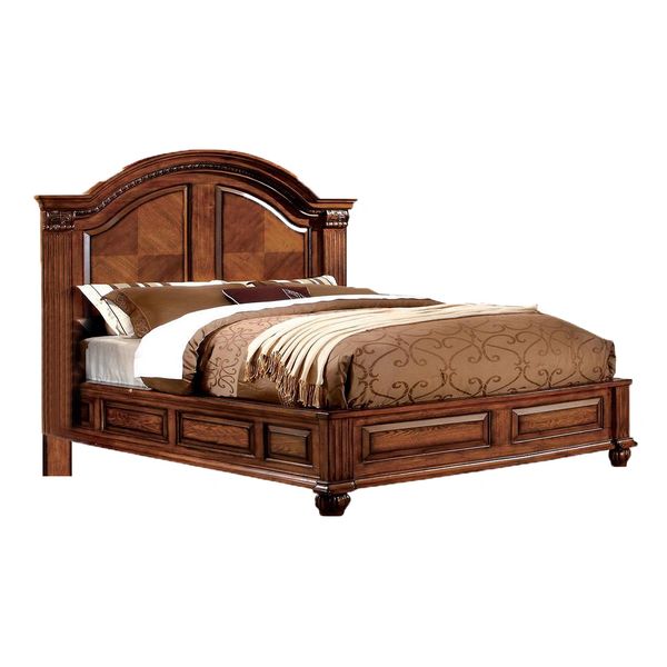 Wooden Queen Bed in Antique Tobacco Oak by Simple Relax