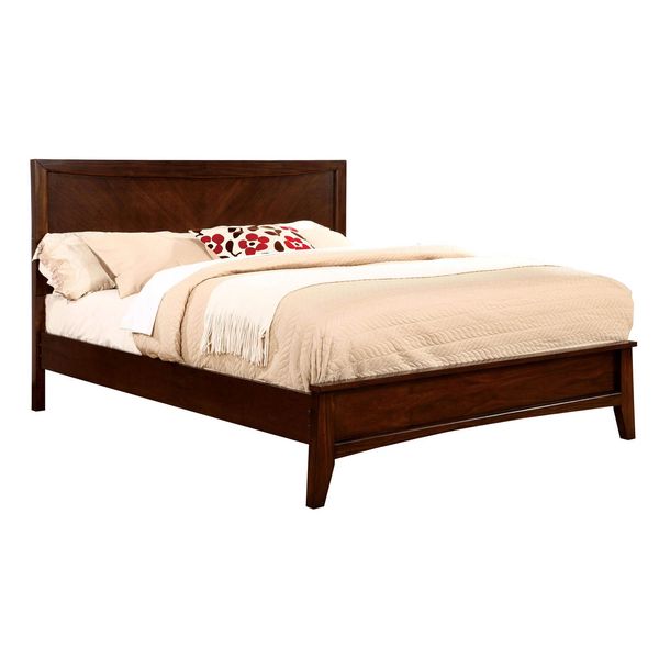 Wooden California King Bed in Brown Cherry by Simple Relax