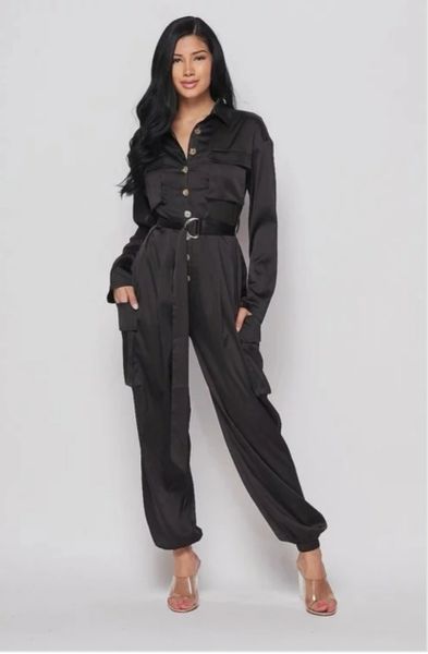 black cargo jumpsuit