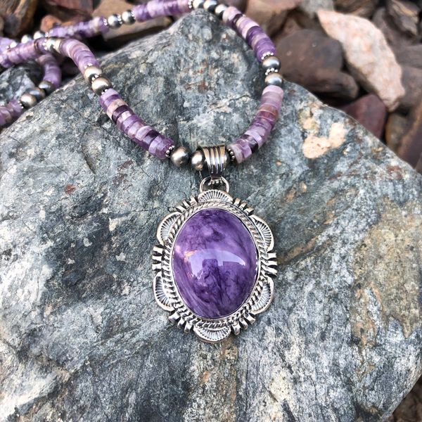 Handmade Sterling Silver Purple Charoite Necklace | Native American ...