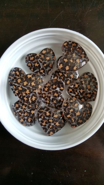 Leopard Print Heart Beads (28mm) 10pcs