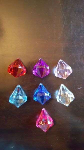Diamond Gemstone Pendants (w/holes) 30mm (3pcs,1 colour)