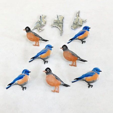 Blue Bird and Robin brads by Eyelet Outlet