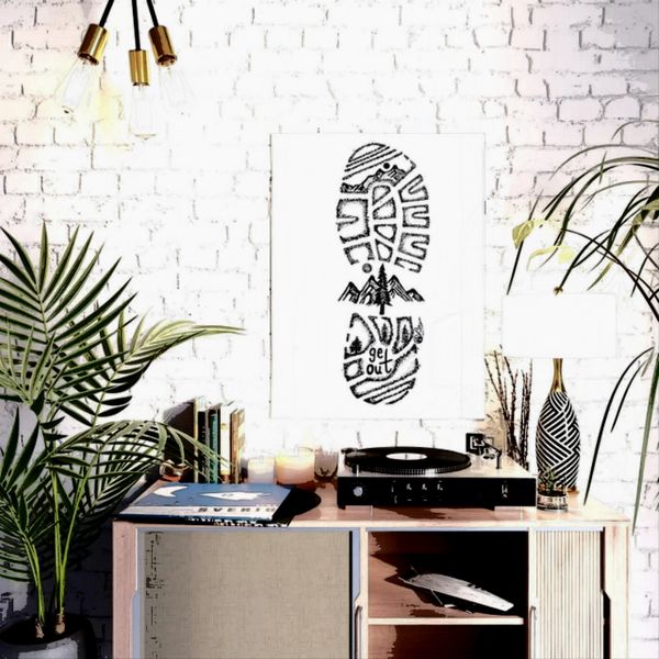 Tread Lightly Hiking Decor Original Wall Art Drawing Nature Wall Art Decor