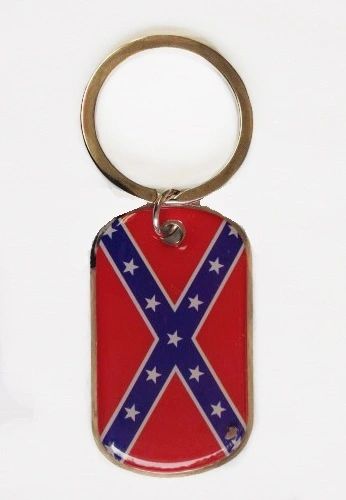 REBEL CONFEDERATE ( OFFICIAL NATIONAL FLAG OF THE CONFEDERATE STATES OF AMERICA 1861-1865) FLAG METAL KEYCHAIN .. NEW AND IN A PACKAGE