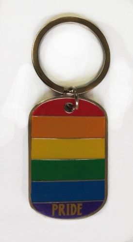 GAY & LESBIAN PRIDE FLAG METAL KEYCHAIN .. NEW AND IN A PACKAGE