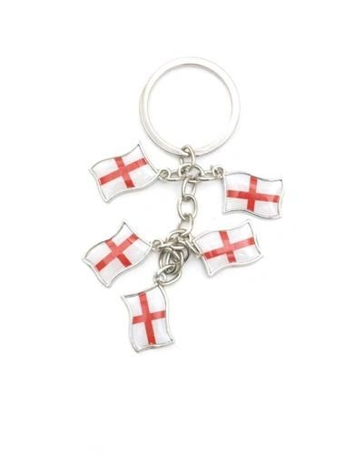 ENGLAND 5 COUNTRY FLAG METAL KEYCHAIN .. NEW AND IN A PACKAGE