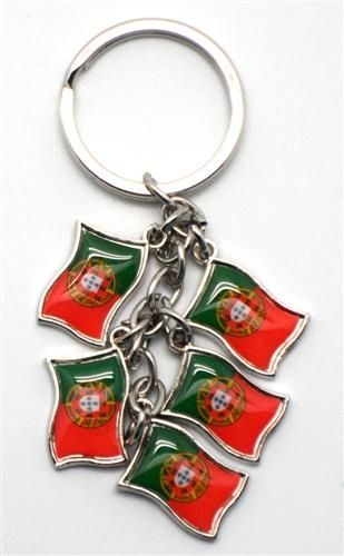PORTUGAL 5 COUNTRY FLAG METAL KEYCHAIN .. NEW AND IN A PACKAGE
