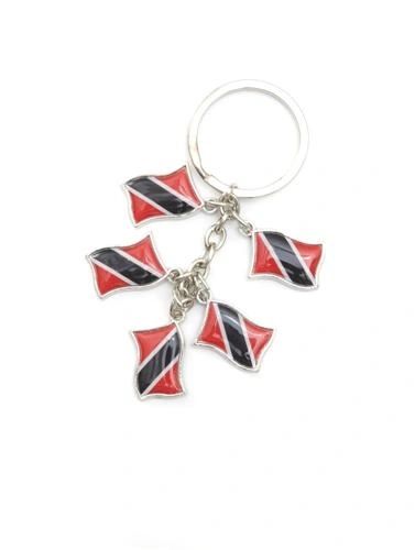 TRINIDAD & TOBAGO 5 COUNTRY FLAG METAL KEYCHAIN .. NEW AND IN A PACKAGE