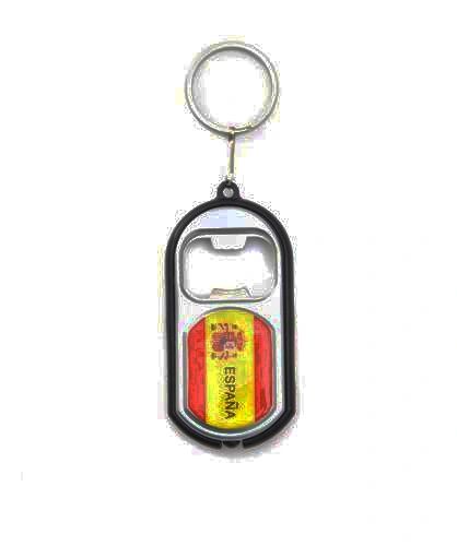 ESPANA SPAIN COUNTRY FLAG LED LIGHT & BOTTLE OPENER METAL KEYCHAIN .. NEW AND IN A PACKAGE