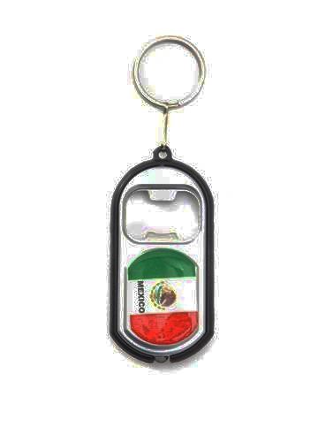 MEXICO COUNTRY FLAG LED LIGHT & BOTTLE OPENER METAL KEYCHAIN .. NEW AND IN A PACKAGE