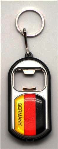 GERMANY COUNTRY FLAG LED LIGHT & BOTTLE OPENER METAL KEYCHAIN .. NEW AND IN A PACKAGE
