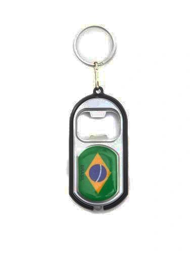 BRASIL COUNTRY FLAG LED LIGHT & BOTTLE OPENER METAL KEYCHAIN .. NEW AND IN A PACKAGE