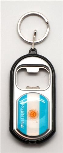 ARGENTINA COUNTRY FLAG LED LIGHT & BOTTLE OPENER METAL KEYCHAIN .. NEW AND IN A PACKAGE