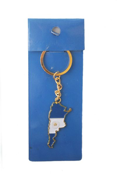 ARGENTINA COUNTRY SHAPE FLAG METAL KEYCHAIN .. NEW AND IN A PACKAGE
