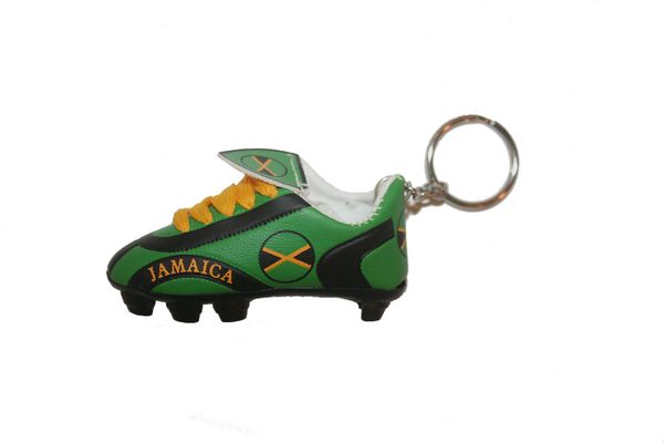 JAMAICA COUNTRY FLAG SHOE CLEAT KEYCHAIN .. NEW AND IN A PACKAGE