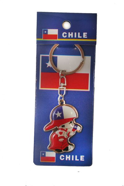 CHILE LITTLE BOY COUNTRY FLAG METAL KEYCHAIN .. NEW AND IN A PACKAGE