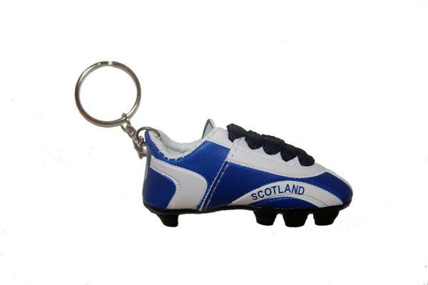 SCOTLAND BLUE WHITE SHOE CLEAT KEYCHAIN .. NEW AND IN A PACKAGE