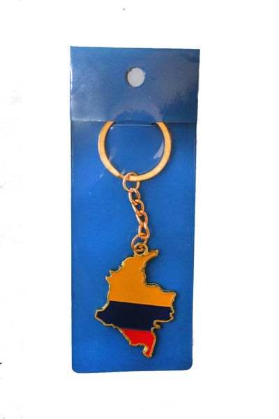 COLOMBIA COUNTRY SHAPE FLAG METAL KEYCHAIN .. NEW AND IN A PACKAGE