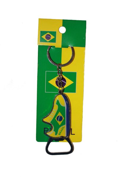 BRASIL COUNTRY FLAG BOTTLE OPENER METAL KEYCHAIN .. NEW AND IN A PACKAGE