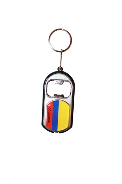 COLOMBIA COUNTRY FLAG LED LIGHT & BOTTLE OPENER METAL KEYCHAIN .. NEW AND IN A PACKAGE