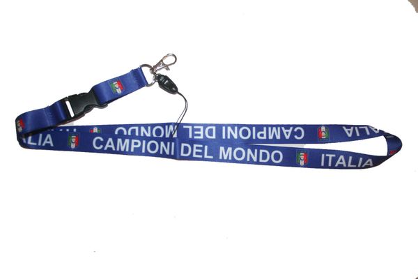 CAMPIONI DEL MONDO ITALIA FIGC LOGO FIFA SOCCER WORLD CUP LANYARD KEYCHAIN PASSHOLDER NECKSTRAP .. CLASP AT THE END .. 20" INCHES LONG .. HIGH QUALITY .. NEW
