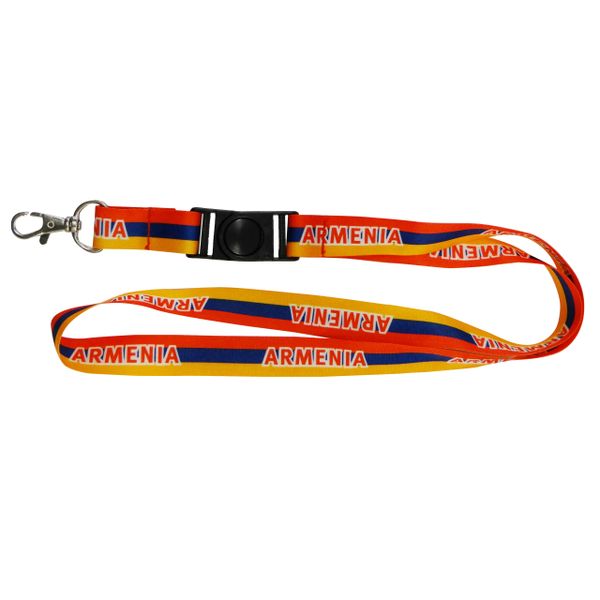 ARMENIA COUNTRY FLAG LANYARD KEYCHAIN PASSHOLDER NECKSTRAP .. CLASP AT THE END .. 20" INCHES LONG .. HIGH QUALITY .. NEW