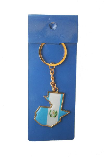 GUATEMALA COUNTRY SHAPE FLAG METAL KEYCHAIN .. NEW AND IN A PACKAGE